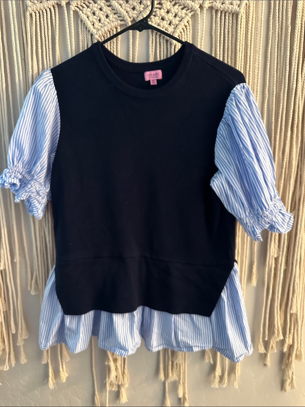 miami Pullover Tunic with Blue-White Striped Shirt Details